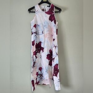 Lord & Taylor 100% Linen Floral 🌺🪻 High-Low Maxi Dress S
